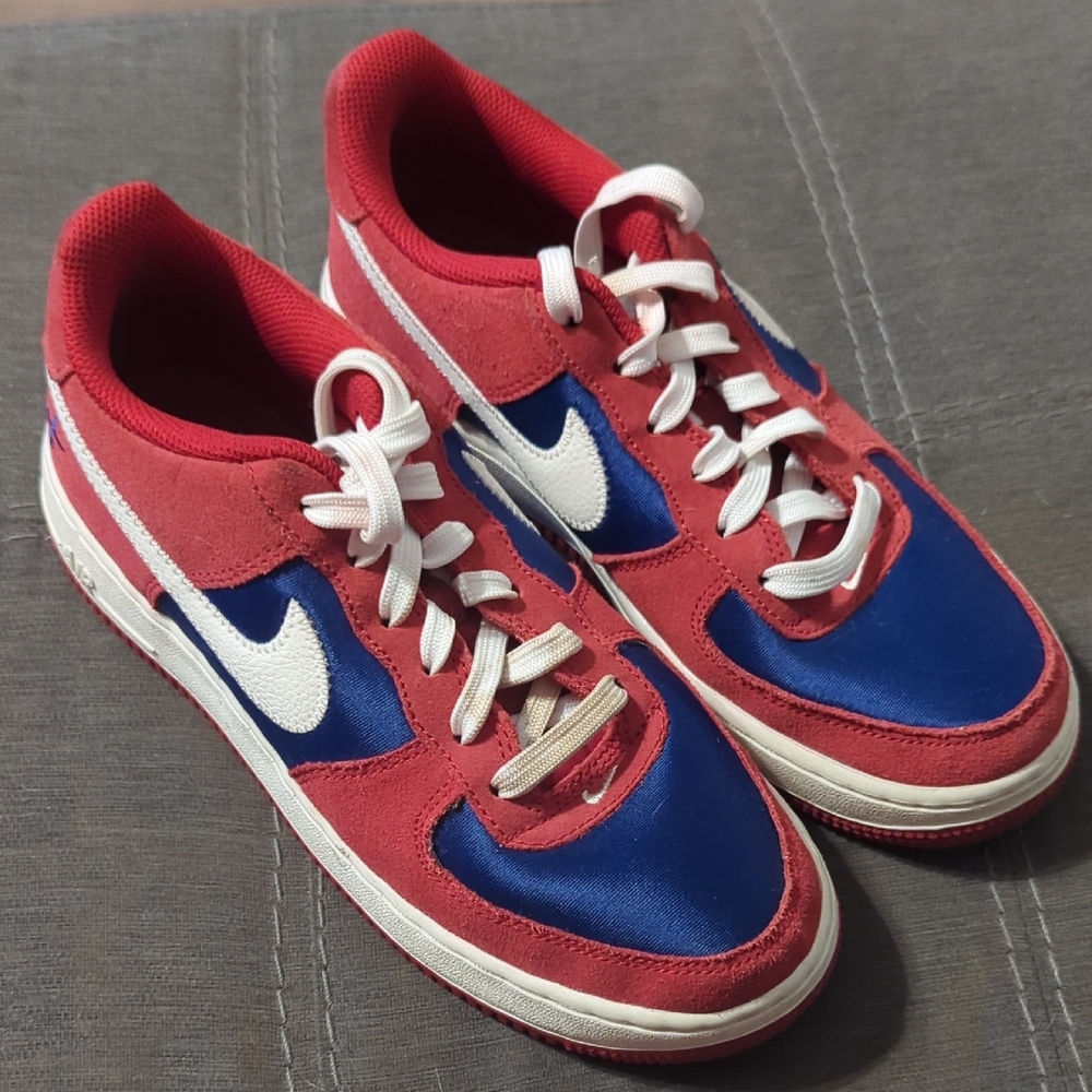 Nike Air fRed and Blue Sneakers